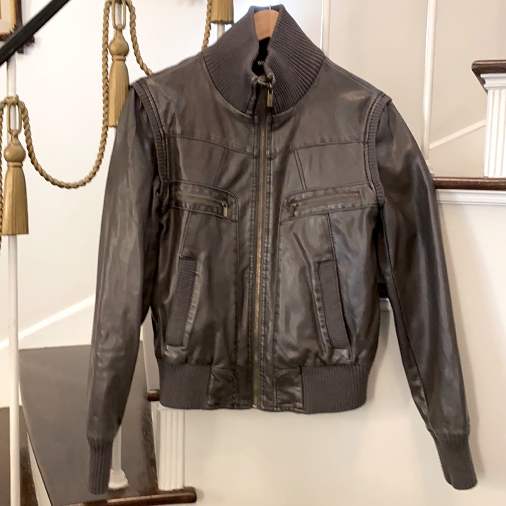 Faux leather bomber jacket, size S